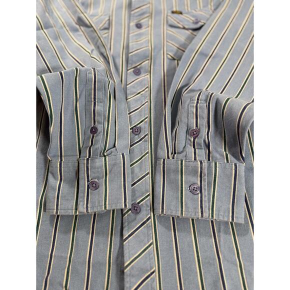 Seager Co. Amarillo Shirt Men's M Steel Blue Stripe Long Sleeve Western Cotton - Picture 6 of 9